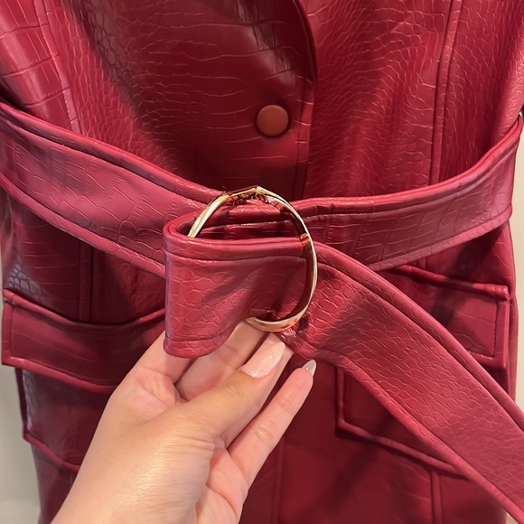 Red JLUXLABEL Croc Belted Jacket - Picture 2 of 5